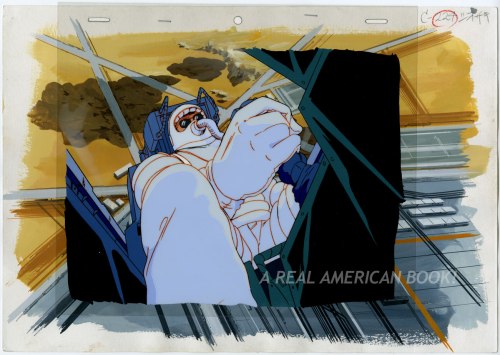 GI Joe "The Wrong Stuff" animation cel and background of Wild Bill in astronaut gear