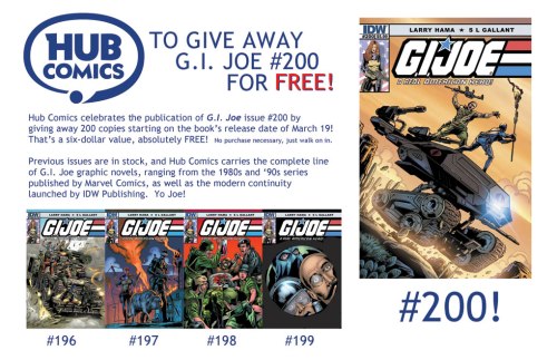 GI Joe 200 window flyer at Hub Comics