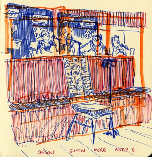 JoeCon2015 Tim Finn sketch of podcast panel